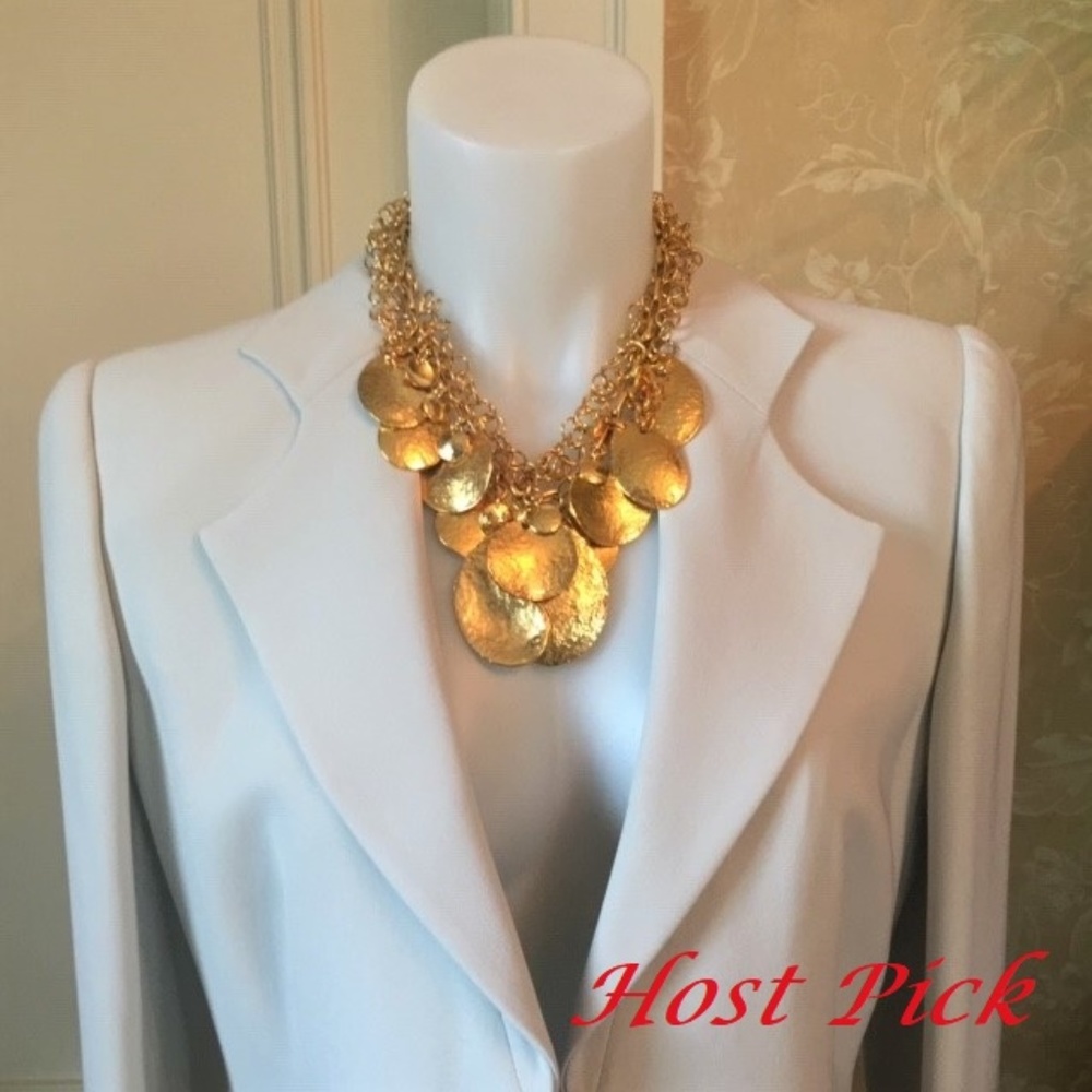 Jose & Maria Barrera gold statement necklace NWT